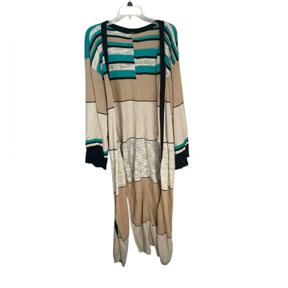 Free People Walk The Line Long Linen Cardigan Sweater Duster Small Petite